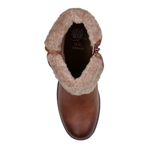 GC Shoes Doja Cognac Faux Fur Booties Shoes Size 8.5 M Women’s Good Choice NEW - Picture 6 of 13